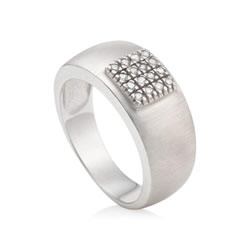 Anel Ouro Branco e Diamantes Mellow