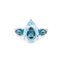 Anel Life Vivara Azure em Prata 925 com Pedras Azuis e Incolores