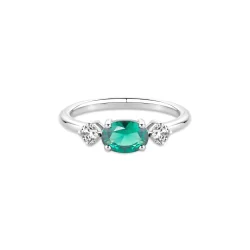 Anel Life Lotus Vivara em Prata 925 com Pedras Verdes e Incolores
