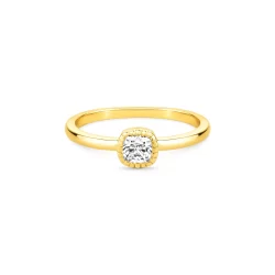 Anel Life Vivara Una em Prata 925 com Banho de Ouro Amarelo 18k e Pedras Incolores